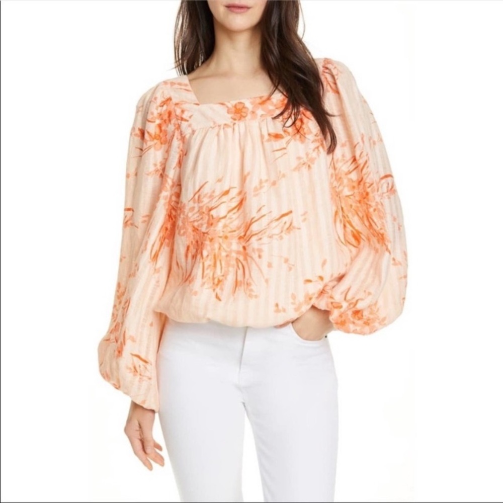 Joie Cadby Floral Peasant Boho Linen Blouse‎